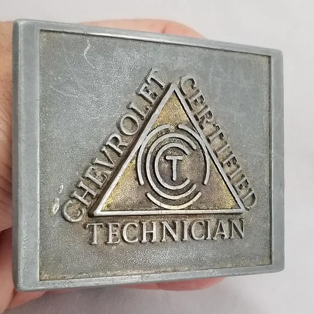 Vintage Belt Buckle Chevrolet Certified Technician Mechanic USA Made By RJR & Co